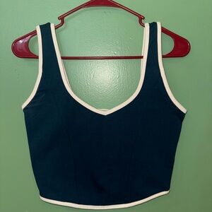 Forever 21 Navy Cropped Tank with White Trim